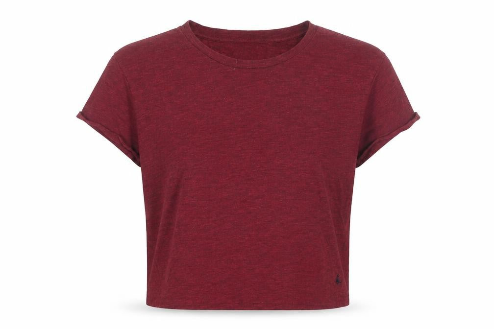 Jack Wills Women Red Cropped Jersey T-Shirt UK 14 Regular Fit
