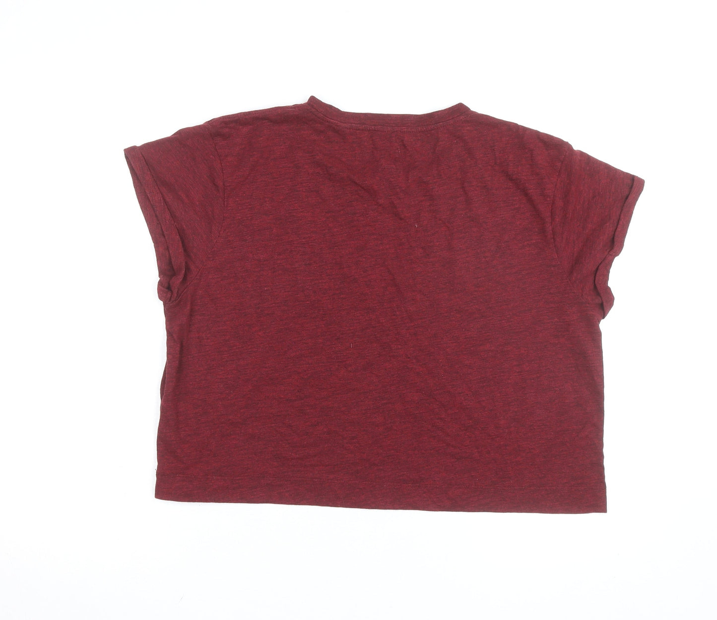 Jack Wills Women Red Cropped Jersey T-Shirt UK 14 Regular Fit