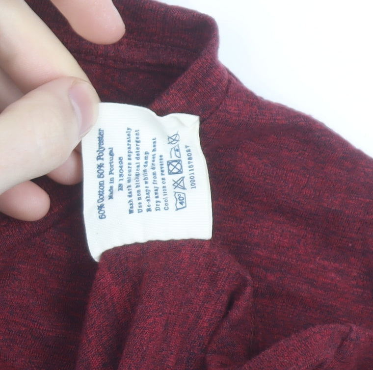 Jack Wills Women Red Cropped Jersey T-Shirt UK 14 Regular Fit