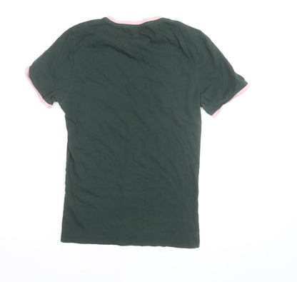 River Island Women Green Pink Ringer T-Shirt Small Muscle Fit