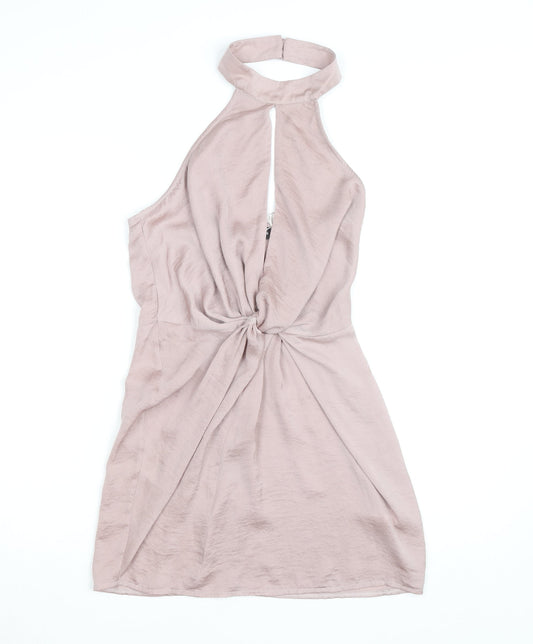 PrettyLittleThing Women’s Pink Halter Bodycon Mini Dress Size 8