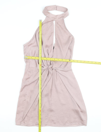 PrettyLittleThing Women’s Pink Halter Bodycon Mini Dress Size 8