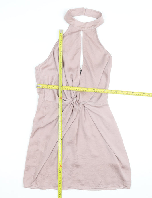 PrettyLittleThing Women’s Pink Halter Bodycon Mini Dress Size 8