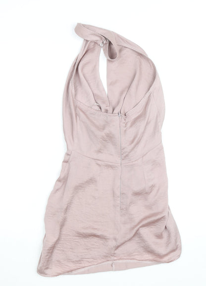PrettyLittleThing Women’s Pink Halter Bodycon Mini Dress Size 8