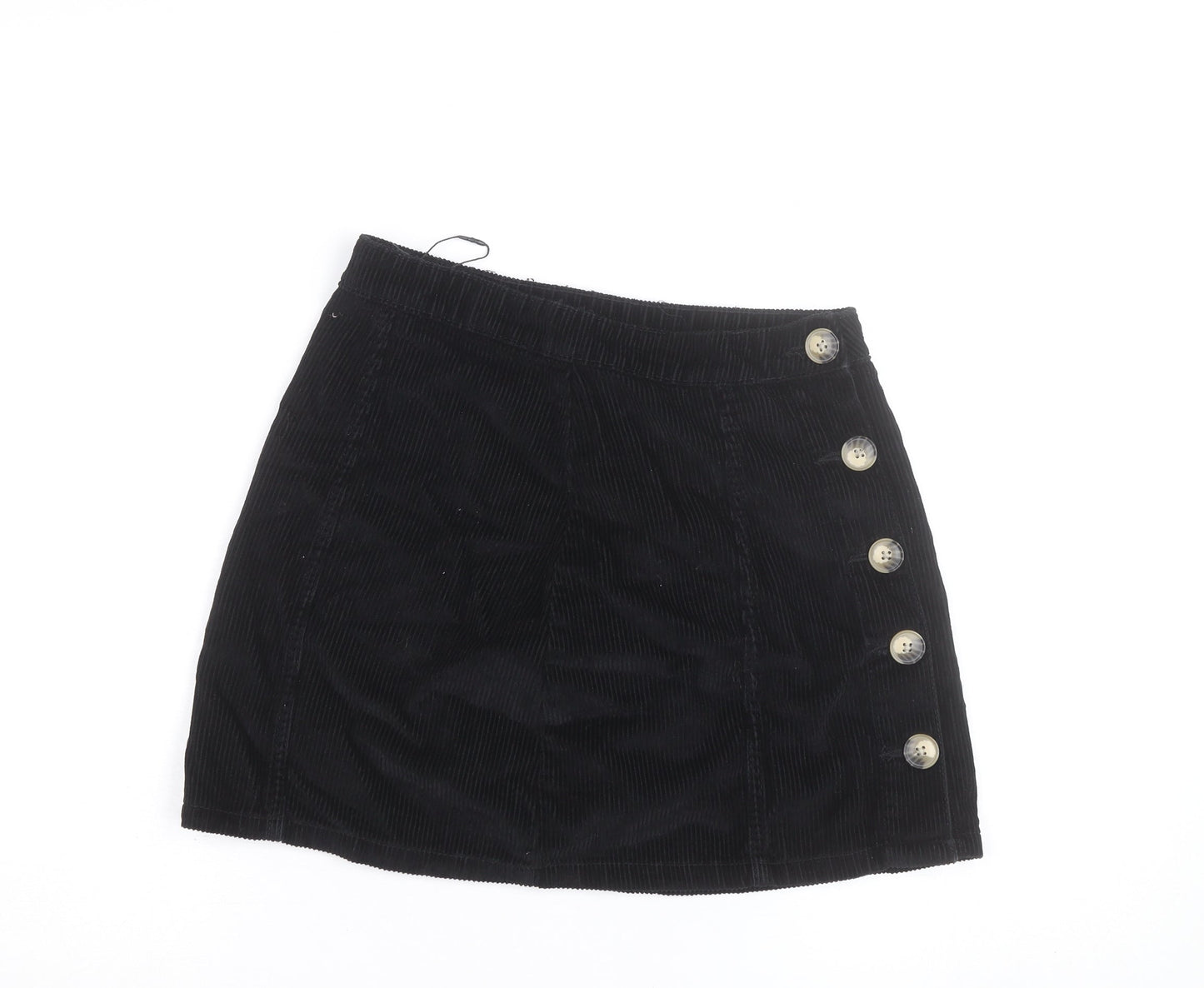 Denim Co. Women’s Black Corduroy Button Short Skirt Size 8