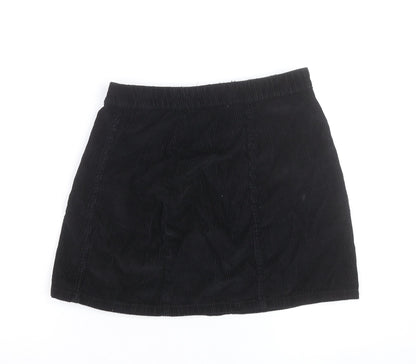 Denim Co. Women’s Black Corduroy Button Short Skirt Size 8