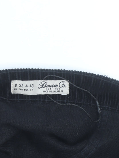 Denim Co. Women’s Black Corduroy Button Short Skirt Size 8