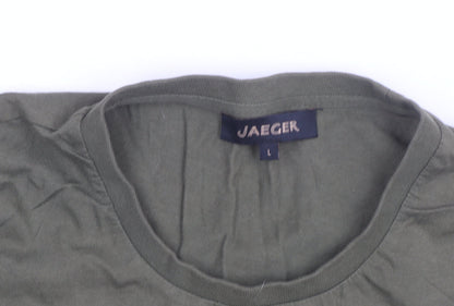 Jaeger Men's Green Cotton Crew Neck Short Sleeve T-Shirt L