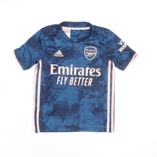 Adidas Boys Blue Arsenal Football Jersey 7-8 Years Lightweight T-Shirt