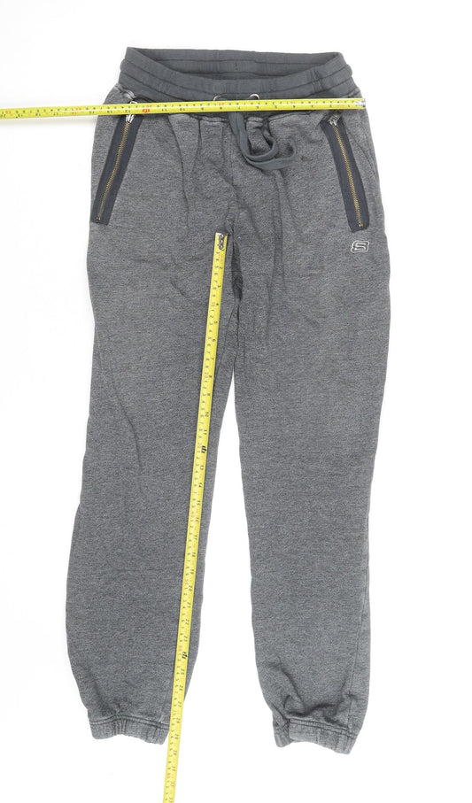 Skechers Men's Grey Jogger Sweatpants M Regular Fit Zip Pockets