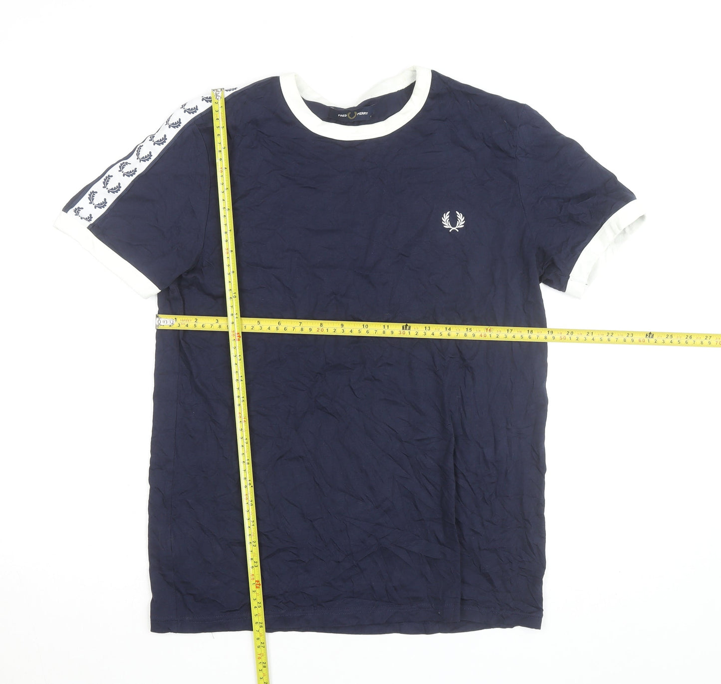 Fred Perry Men’s Blue Cotton Crew Neck T-Shirt Size M Retro Sports Style