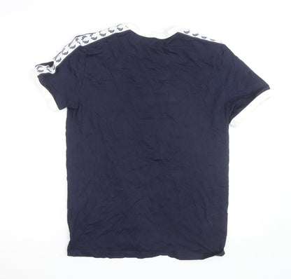 Fred Perry Men’s Blue Cotton Crew Neck T-Shirt Size M Retro Sports Style