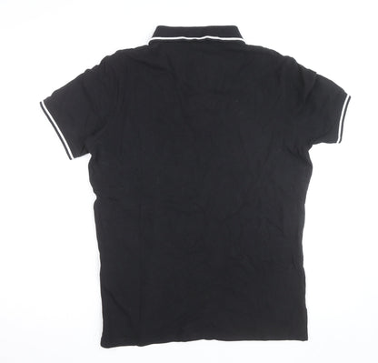 Just Cavalli Men's Black Polo Shirt Size L Cotton Stretch Designer