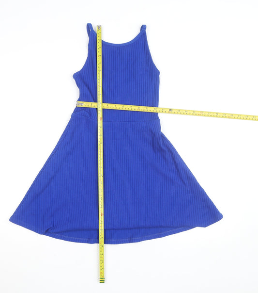 Topshop Petite Blue Fit & Flare Sleeveless Knit Dress Size 6