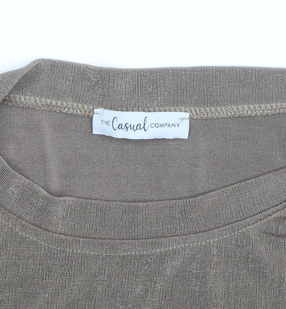 The Casual Company Women's Brown Cropped Velour Long Sleeve Top Size M