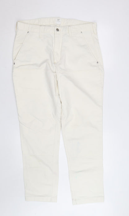 GAP Men’s Beige Cargo Trousers Size 34x32 Cotton Blend Workwear
