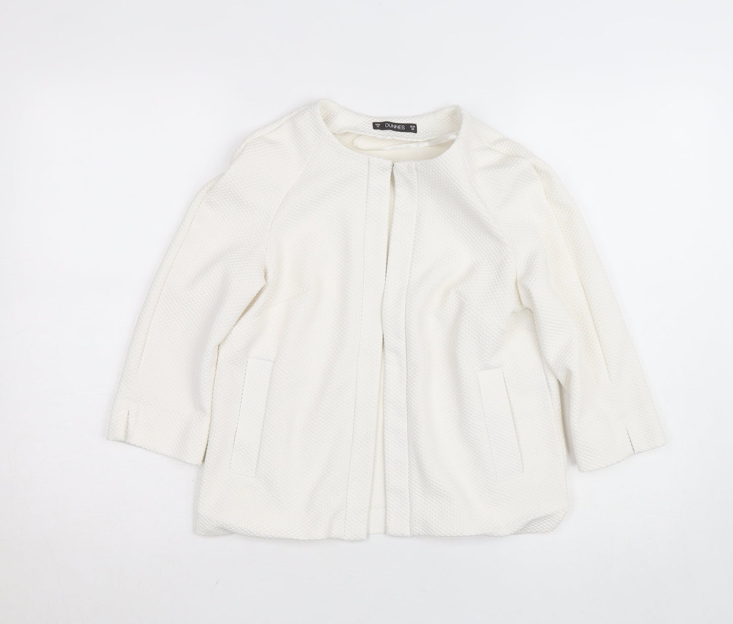 Dunnes Women’s Ivory Woven Tunic Blouse Size 10 3/4 Sleeve