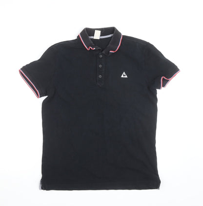 Le Coq Sportif Men's Black Short Sleeve Polo Shirt M