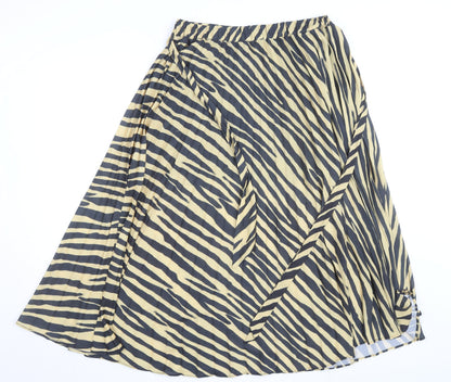 Topshop Women’s Beige Animal Print Pleated Midi Skirt Size 10