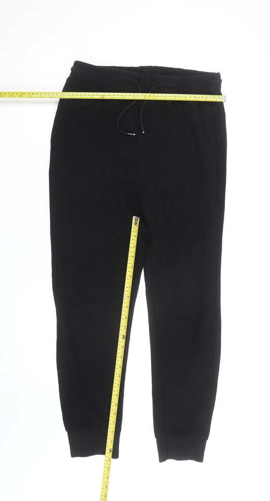 Stussy Men's Black Jogger Trousers Size M Elastic Waist Cotton Blend