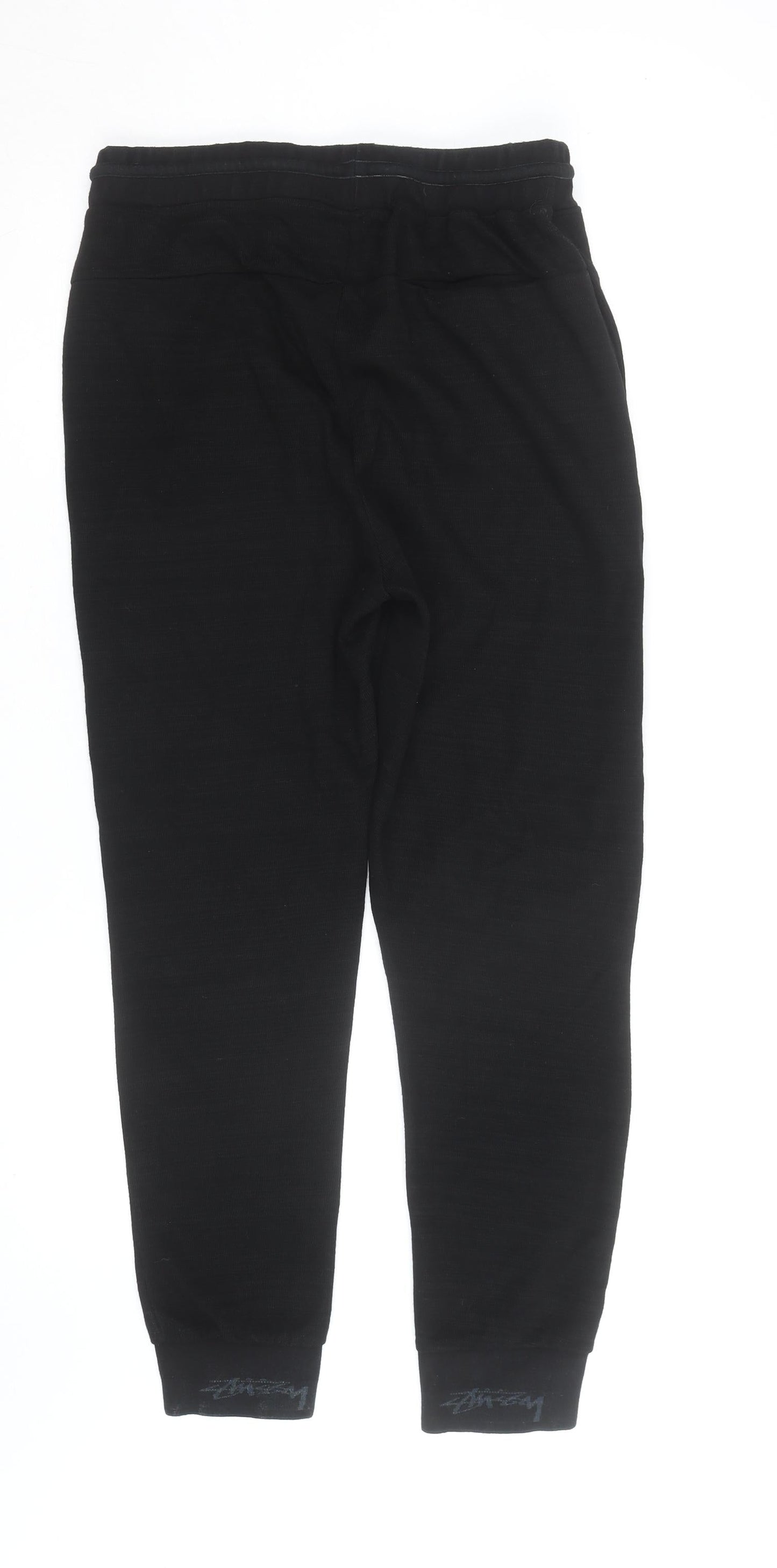 Stussy Men's Black Jogger Trousers Size M Elastic Waist Cotton Blend