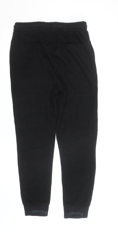 Stussy Men's Black Jogger Trousers Size M Elastic Waist Cotton Blend