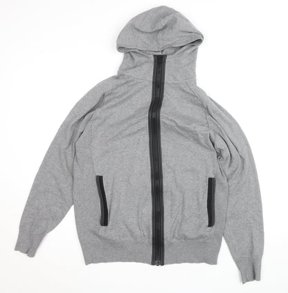 Next Men’s Grey Full Zip Hoodie Size M Regular Cotton Knit