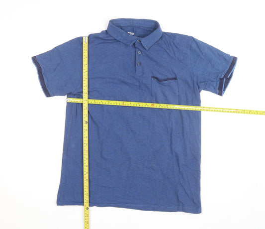 Dunnes Stores Men's Blue Slim Fit Polo Shirt Size L Cotton