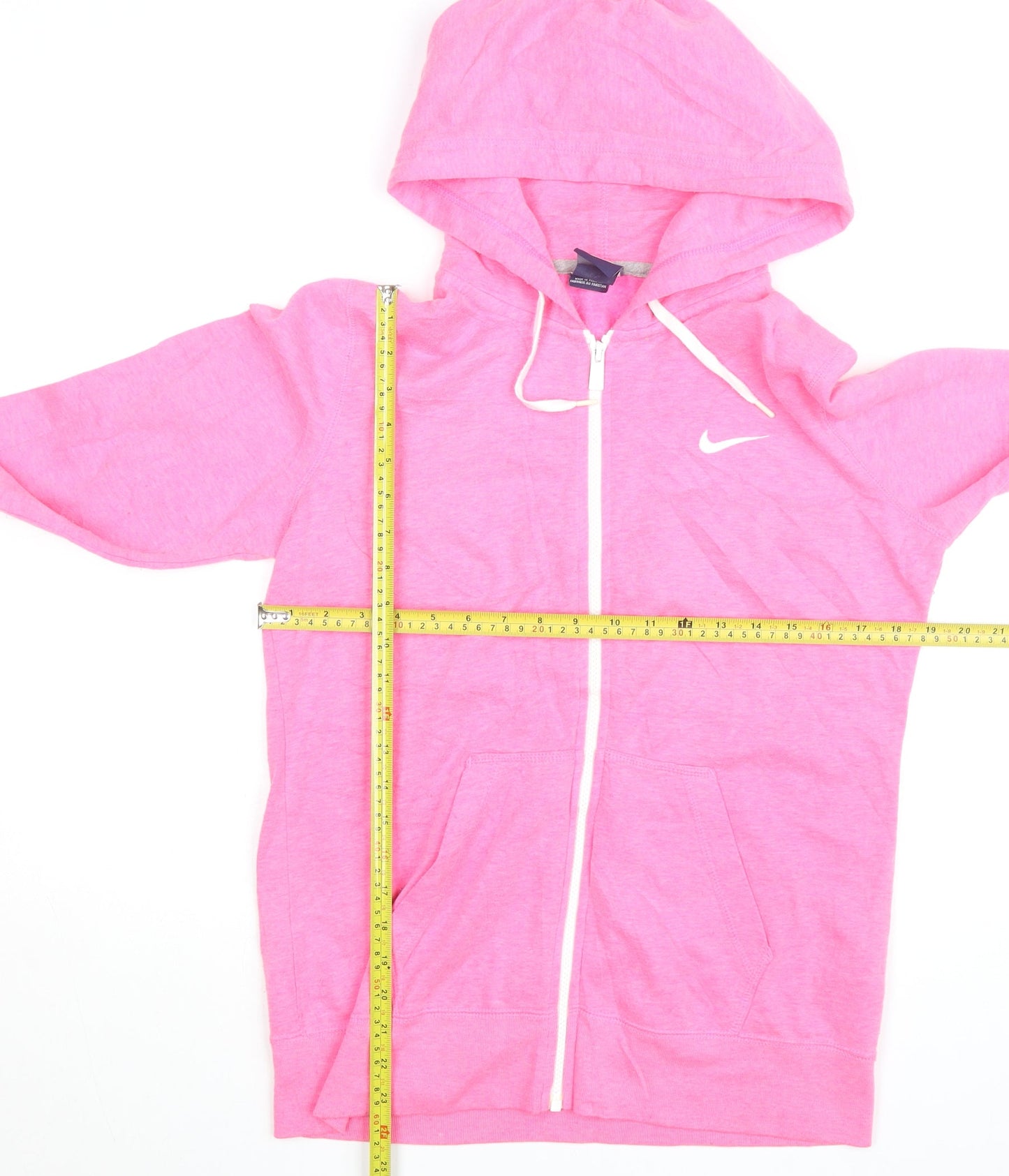 Nike Womens Pink Full Zip Hoodie Size L - Cotton Blend Casual Sweatshirt