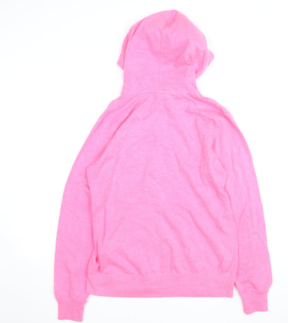 Nike Womens Pink Full Zip Hoodie Size L - Cotton Blend Casual Sweatshirt