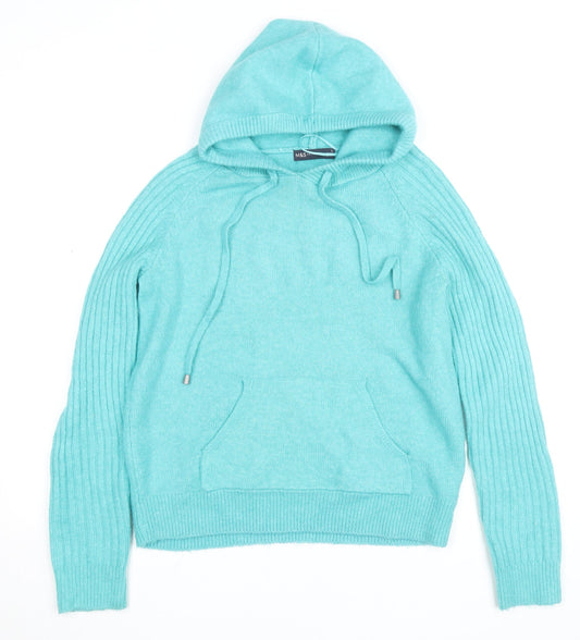 Marks and Spencer Women’s Blue Hooded Knit Jumper Size S