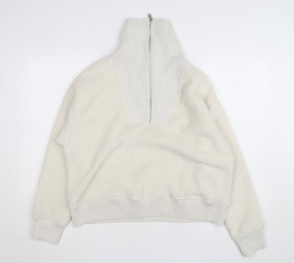 Marks and Spencer Womens Ivory Fleece 1/2 Zip High Neck Jumper M