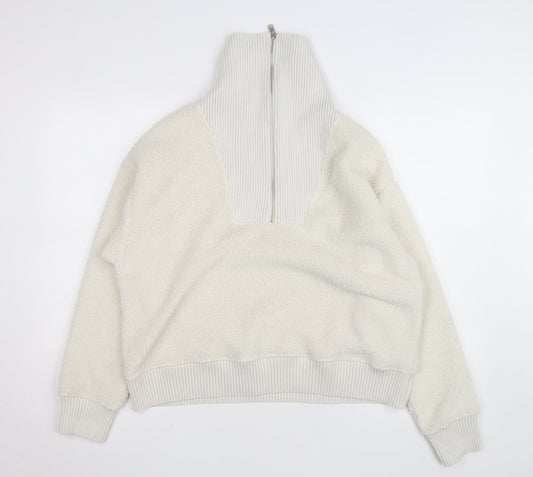 Marks and Spencer Womens Ivory Fleece 1/2 Zip High Neck Jumper M