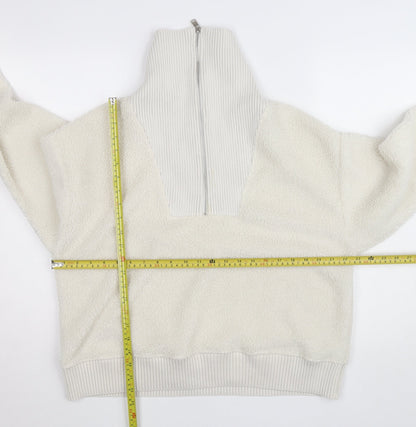 Marks and Spencer Womens Ivory Fleece 1/2 Zip High Neck Jumper M