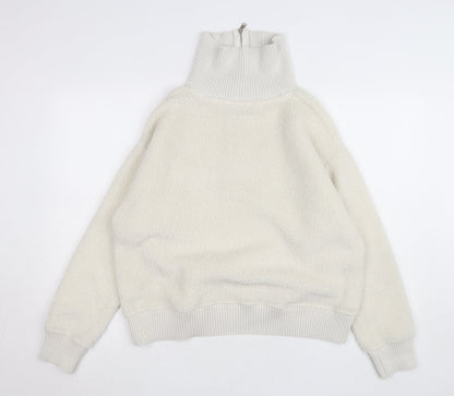 Marks and Spencer Womens Ivory Fleece 1/2 Zip High Neck Jumper M