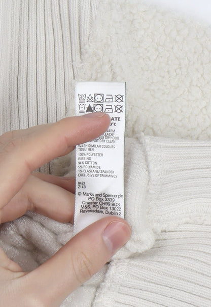 Marks and Spencer Womens Ivory Fleece 1/2 Zip High Neck Jumper M