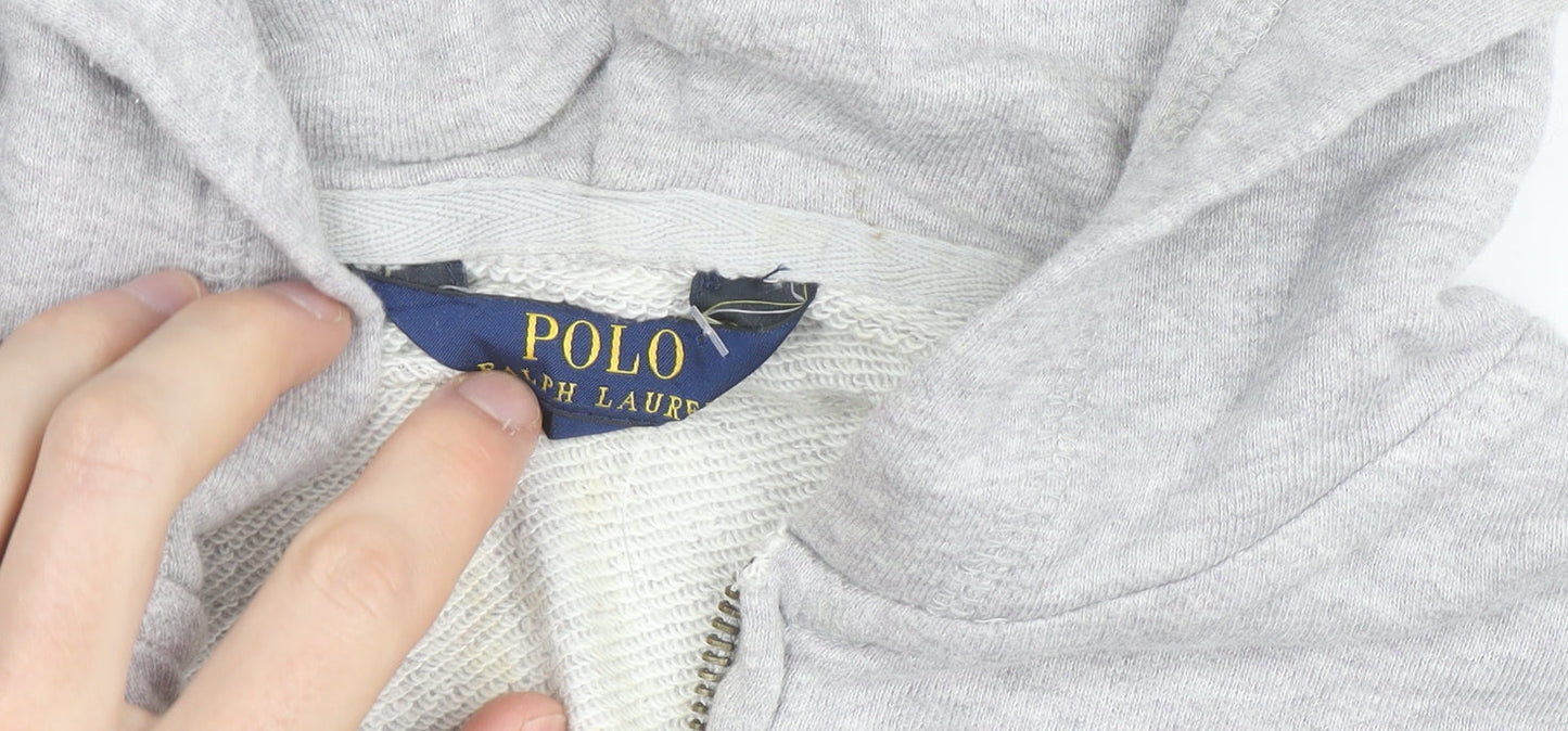 Polo Ralph Lauren Boys Grey Full Zip Hoodie Age 16 Cotton Blend