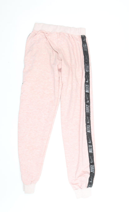 Nike Women's Pink Jogger Sweatpants L Elastic Waist Tapered Fit