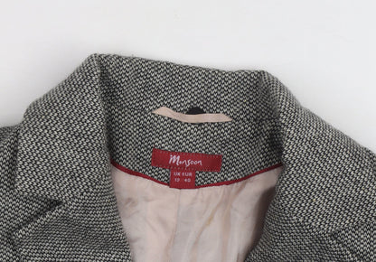 Monsoon Women Grey Tweed Single-Breasted Blazer UK 12 Classic Fit