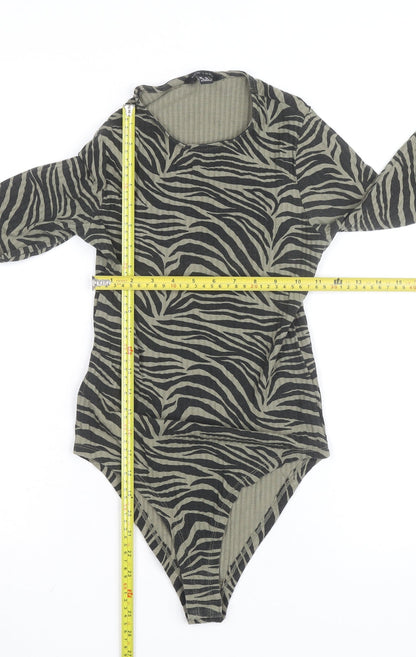 New Look Women’s Green Zebra Print Long Sleeve Bodysuit UK 8