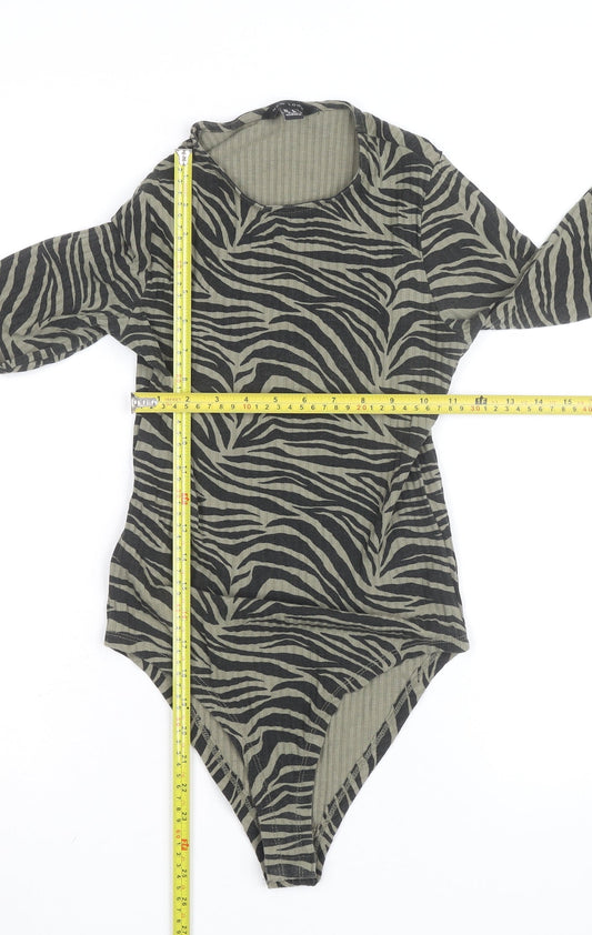 New Look Women’s Green Zebra Print Long Sleeve Bodysuit UK 8