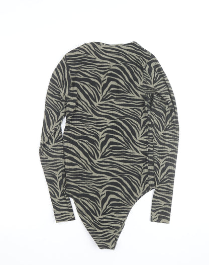 New Look Women’s Green Zebra Print Long Sleeve Bodysuit UK 8