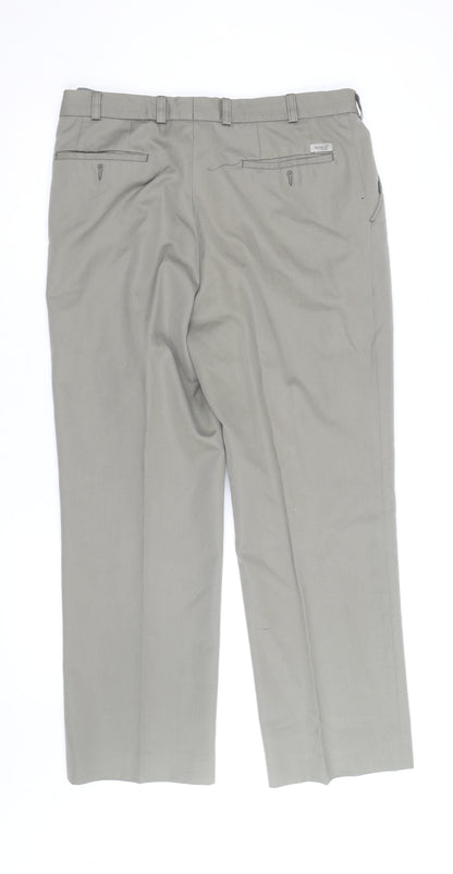 Remus Uomo Men's Grey 36S Wool Blend Formal Dress Trousers