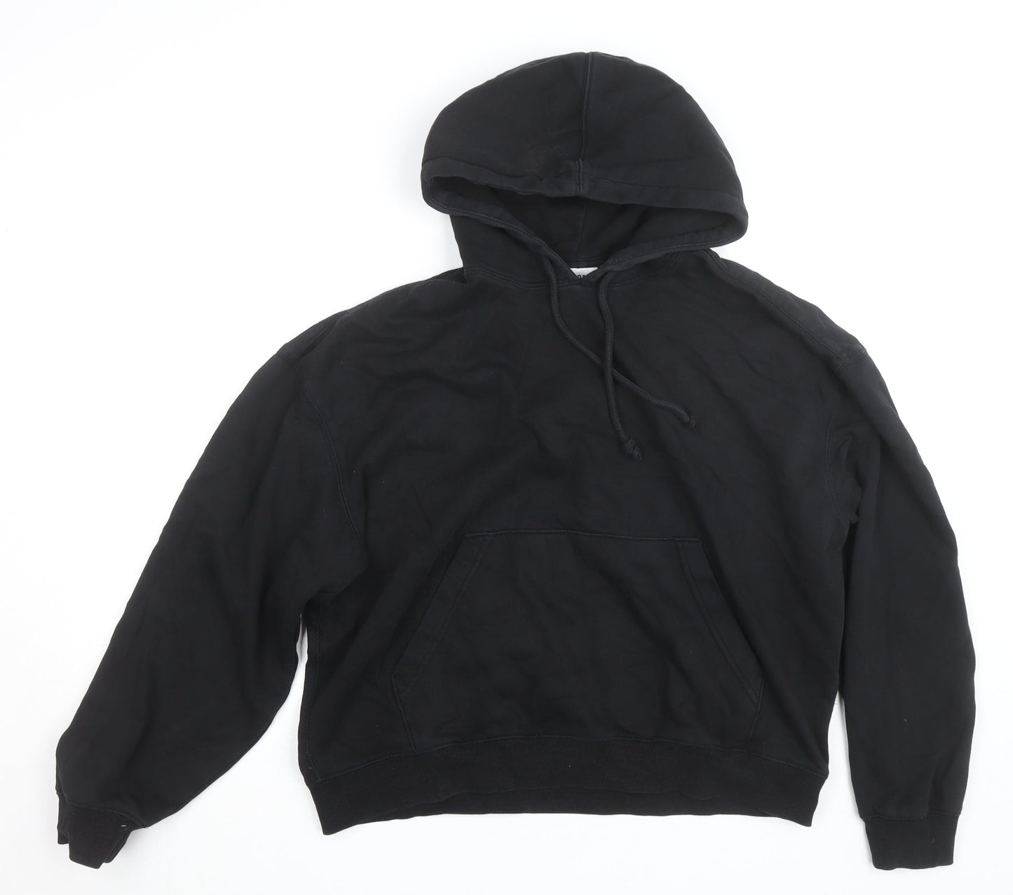 Weekday Men's Black Pullover Hoodie Size L Regular Fit Fleece Cotton Blend