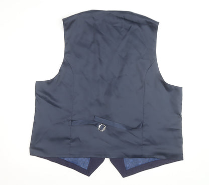 White Label Men's Blue Wool Blend Slim Waistcoat Size 50R
