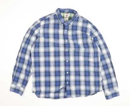 Timberland Men’s Blue Plaid Regular Fit Long Sleeve Cotton Shirt 2XL