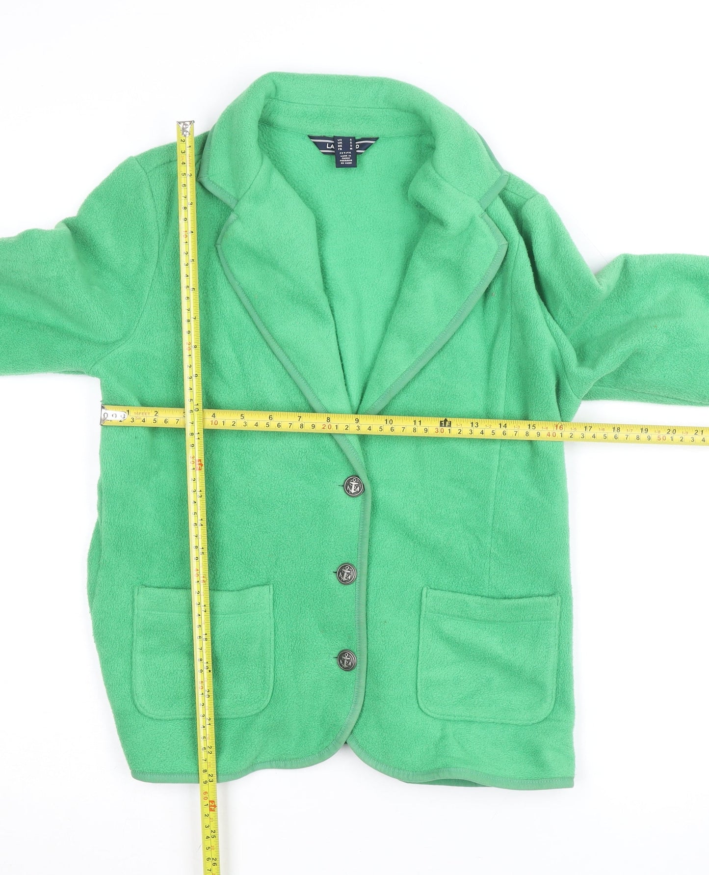 Lands' End Women’s Green Fleece Cardigan Blazer Petite S