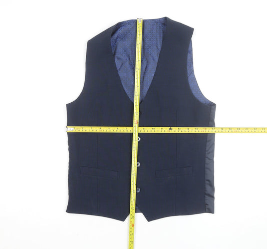 White Label Mens Blue Slim Fit Waistcoat Size 34 Classic Formal