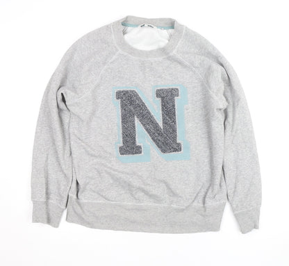 Next Women Grey Pullover Sweatshirt M Letter N Logo Casual Soft Cotton Blend