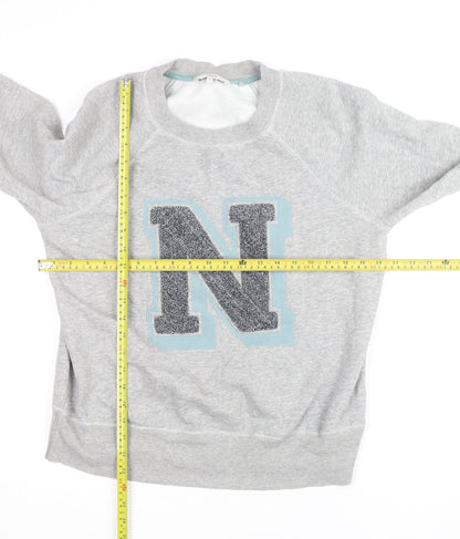 Next Women Grey Pullover Sweatshirt M Letter N Logo Casual Soft Cotton Blend